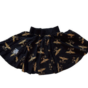 Girls BOY London Skirt Black Gold Eagle Print Size L